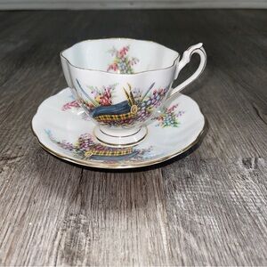 Queen Anne English Bone China Cup & Saucer Glengarrys Clan Gordon